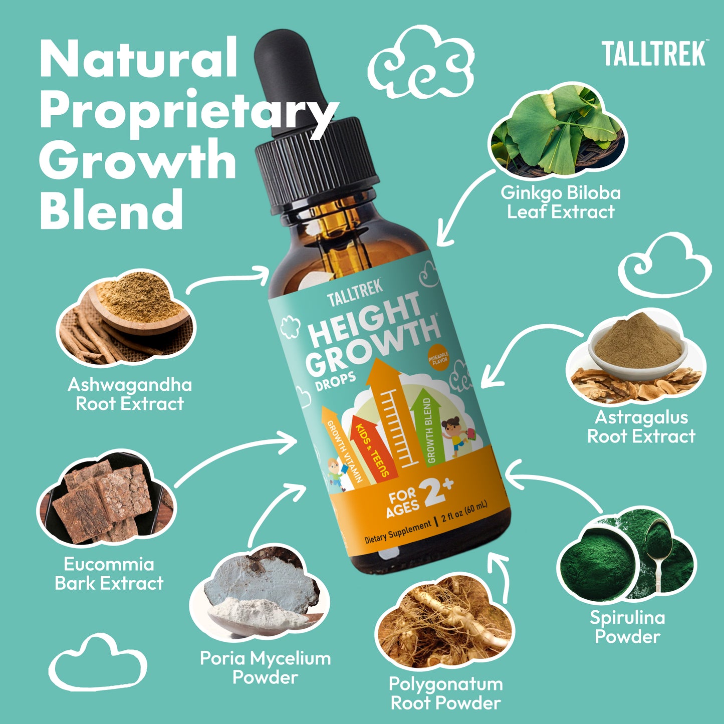 TallTrek Height Growth Supplement Drops for Kids